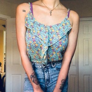 Adorable Floral & Frills Crop Top